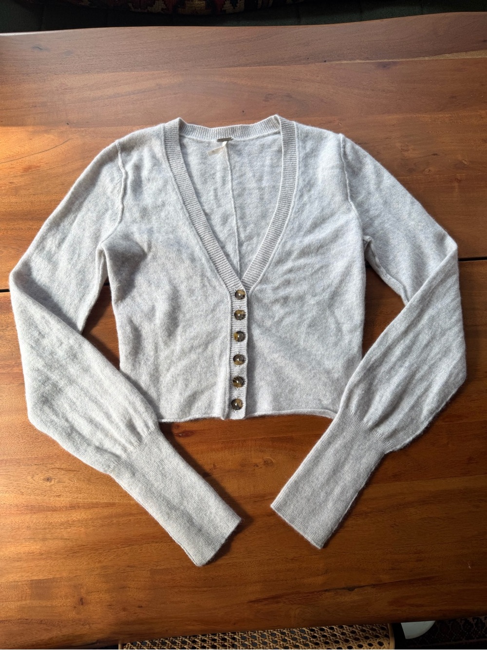 FREE PEOPLE Cropped Cashmere Cardigan Sweater Grey Gray Size Large L